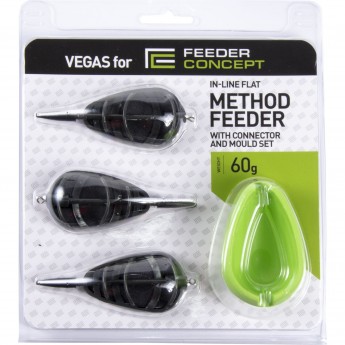 Набор фидерных кормушек FEEDER CONCEPT Vegas Flat METHOD 60г 3шт. и уплотнитель